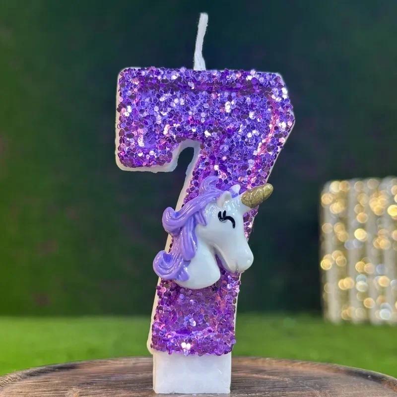 Unicorn Candle 0-9 Creative Number Birthday Candle Cake Party Decoration One Year DIY Cake Decoration Anniversary Celebration