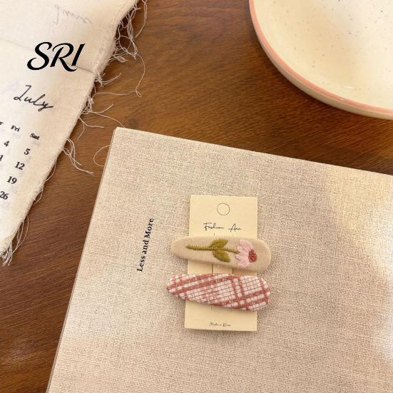Durable Hair Clips 1 Pair Hairpins Rounded Edges Metal Stable Grip Hand-Embroidered Everyday Wear Flower Pattern Wide BB Clip Side Bang Accessories