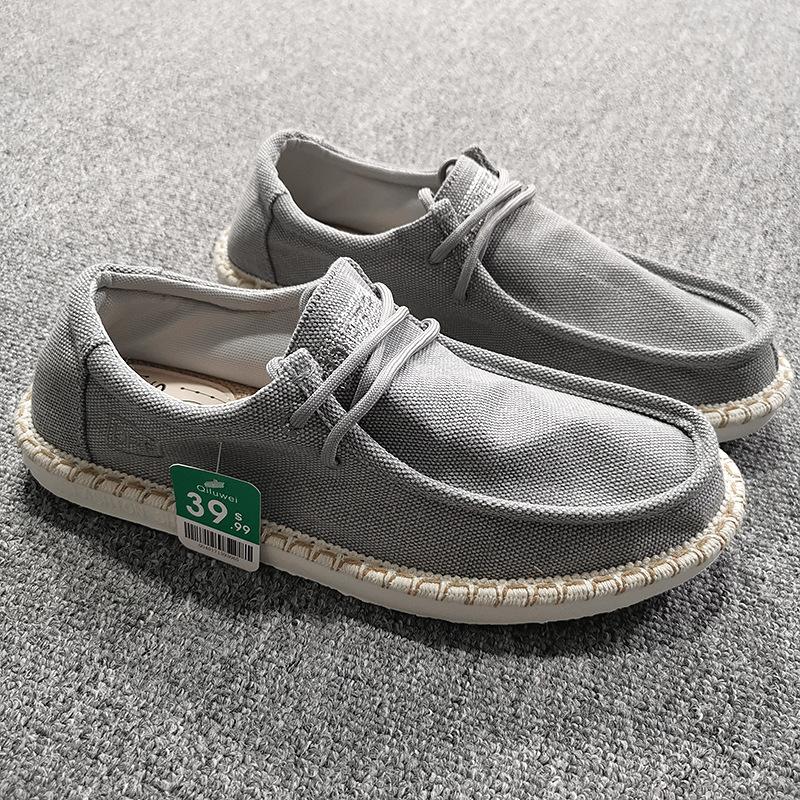 

Весенне-летние дышащие мужские льняные рыбацкие туфли с мягкой подошвой, легкая повседневная обувь с низким берцем и трендом 44 серый