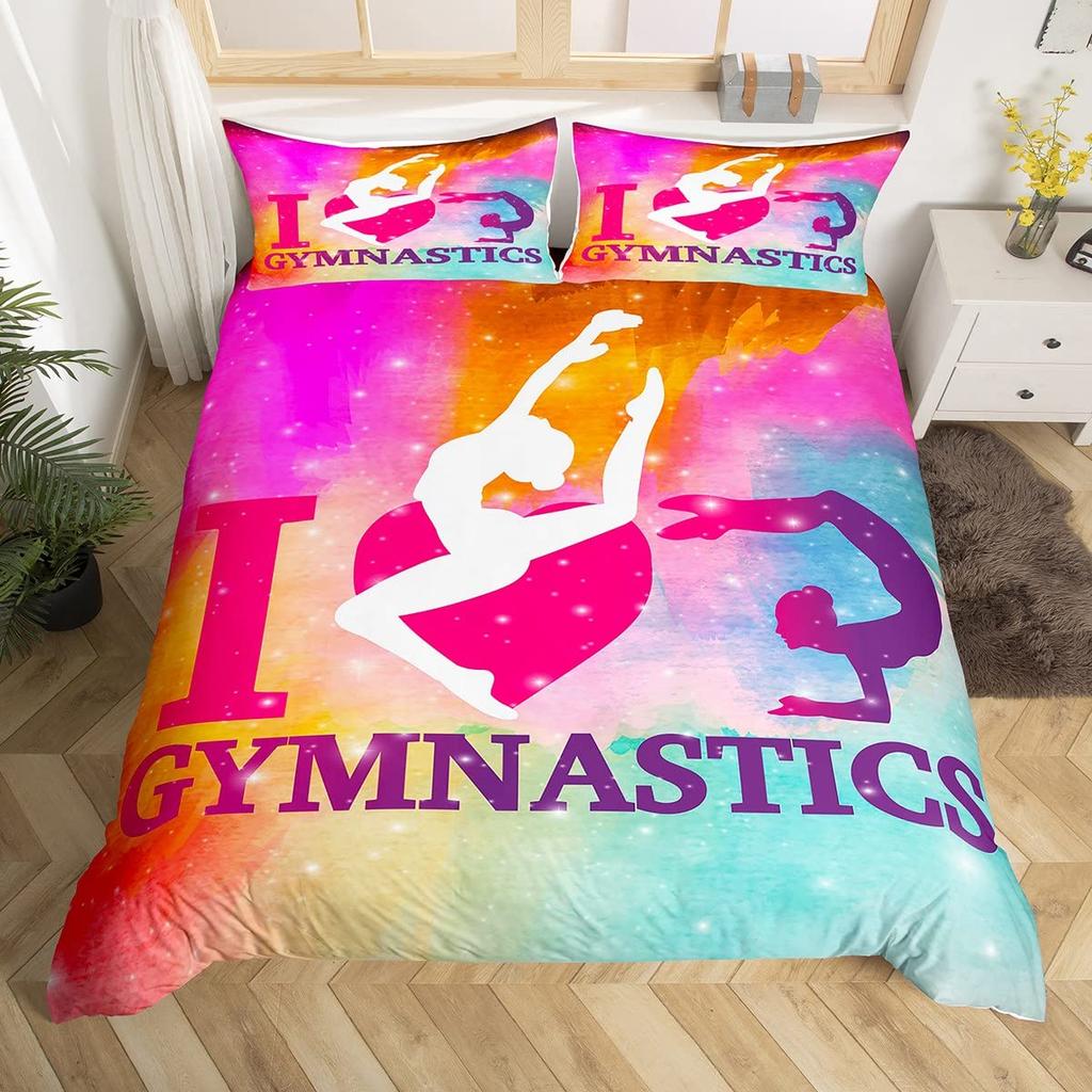 Comforter Gymnastics Gymnast Gifts Twin For Girls Teens Womengymnastics Lover Comforter Dancer Silhouette Bedding Set