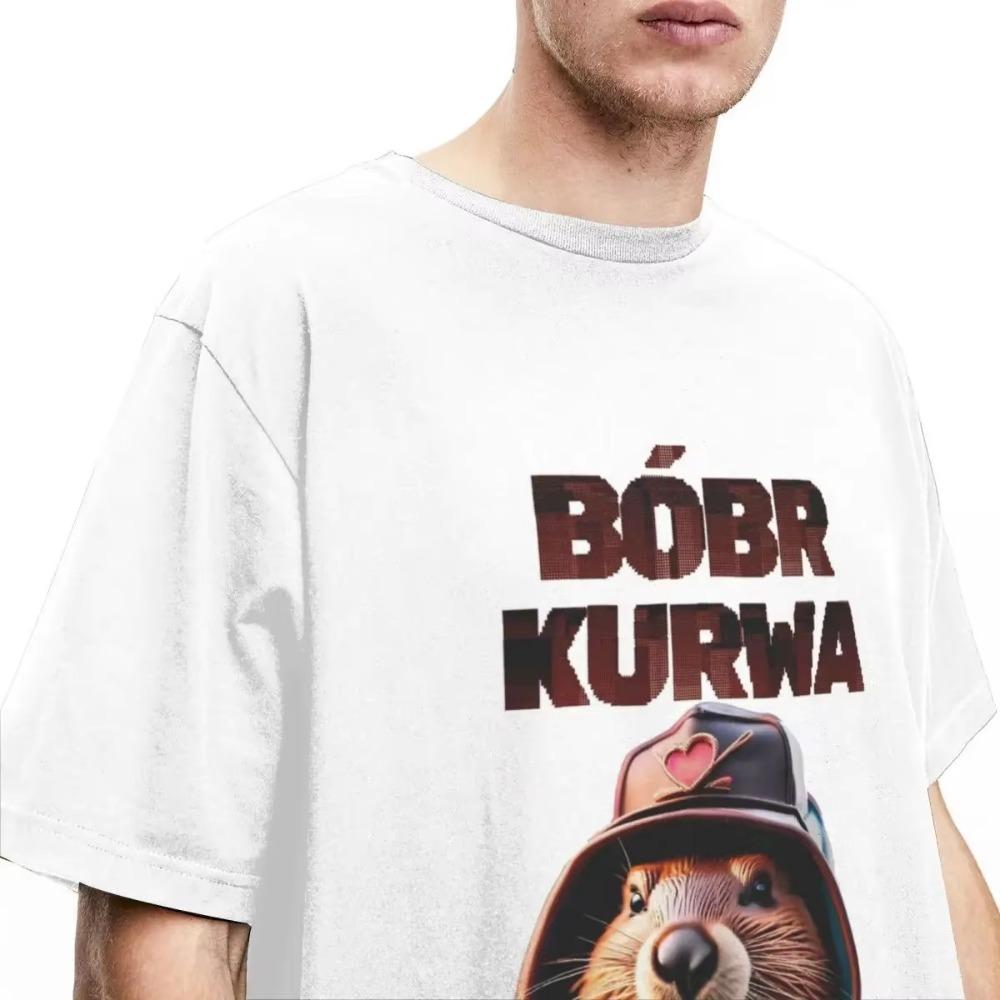 Bobr Kurwa Meme Beaver T Shirts Accessories Men Women's  Crazy Cool Beavers Bober Animal Tees Short Sleeve Clothes