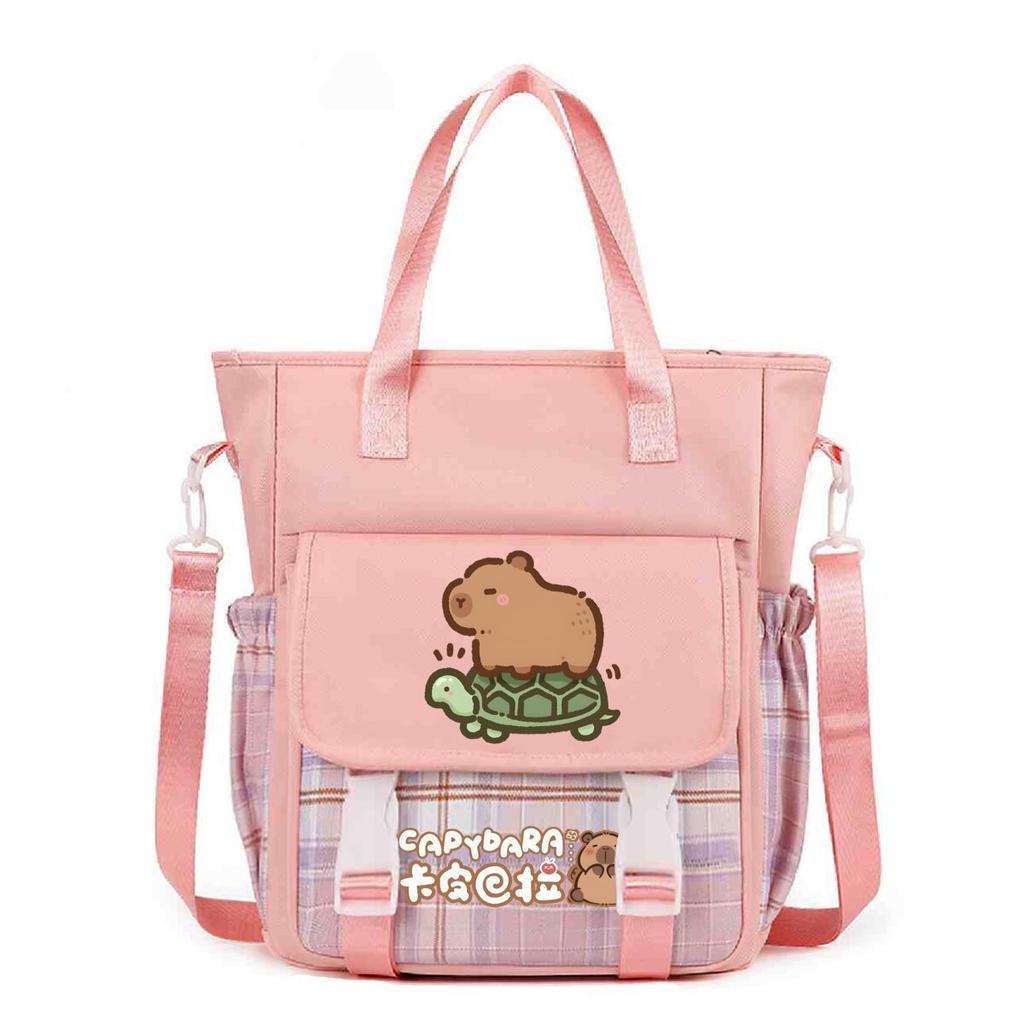 Crossbody bag, primary school, junior high school schoolbag, male and female students tutoring bag, cute kapibara large-capacity shoulder bag.