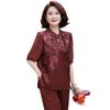 Yuzhaolin Women's Summer Chinese Style Two-Piece Shirt Set