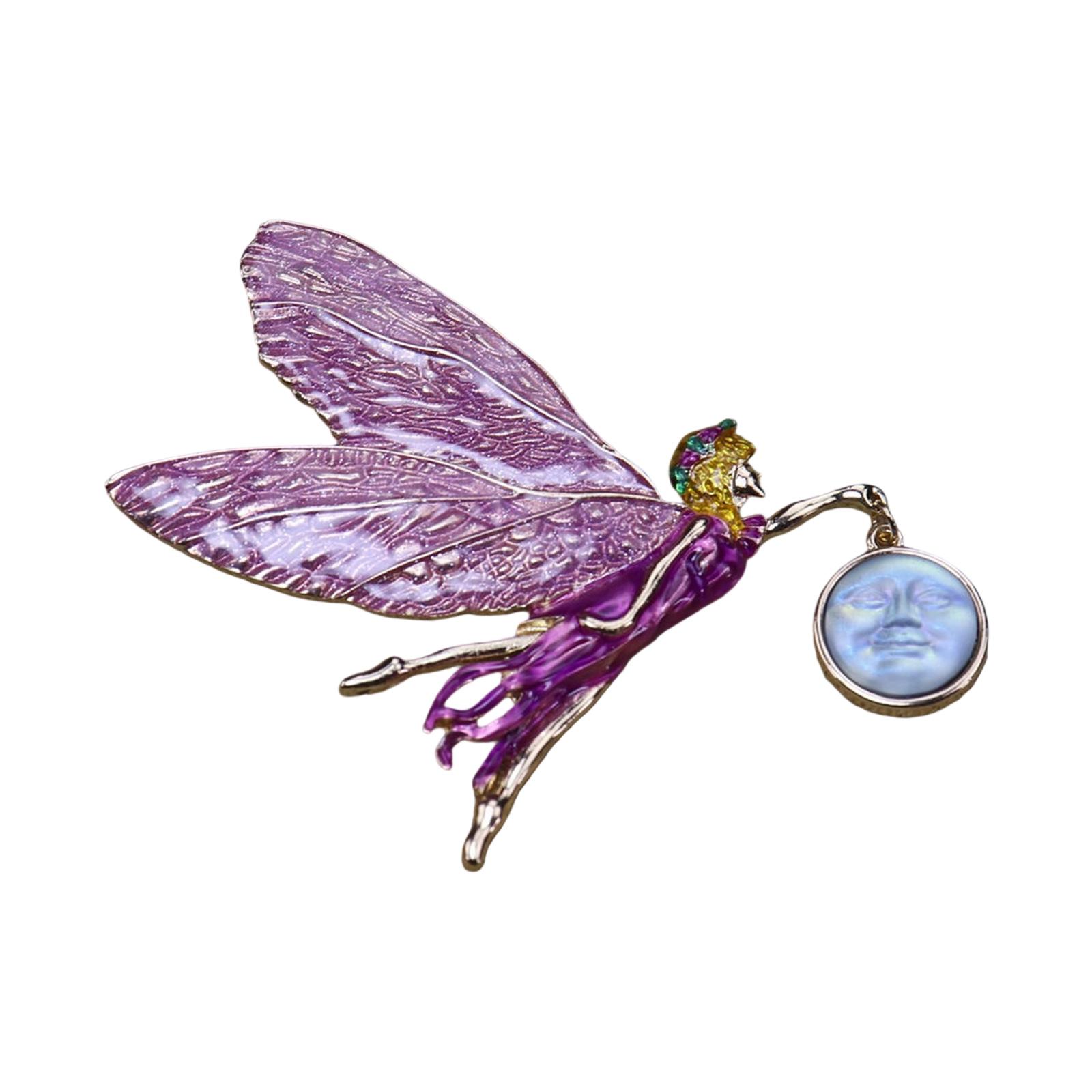 

Брошь в виде девочки-ангела в античном стиле с переливающимися крыльями феи и винтажным дизайном для женских украшений в подарок фиолетовый