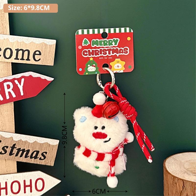 Sevimli Çizgi Film Peluş Noel Bebek Kolye Anahtarlık Kawaii Doldurulmuş Bebek Sırt Çantası Kolye Dekorasyon Aksesuarları Noel Hediyesi