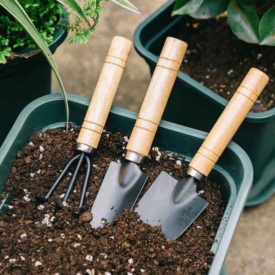 3Pcs/Set Small Garden Tools Mini Gardening Shovel Trowel Hand Rake Heavy Duty Coated Plant Care Tools for Succulents Bonsai Potted Plants