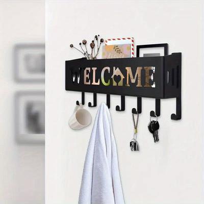 Porte-clés mural Rangement Organisateur Sweet Home Noir Crochets de suspension pour Manteaux Vêtements Serviettes Cintre pour Décoration de la Maison