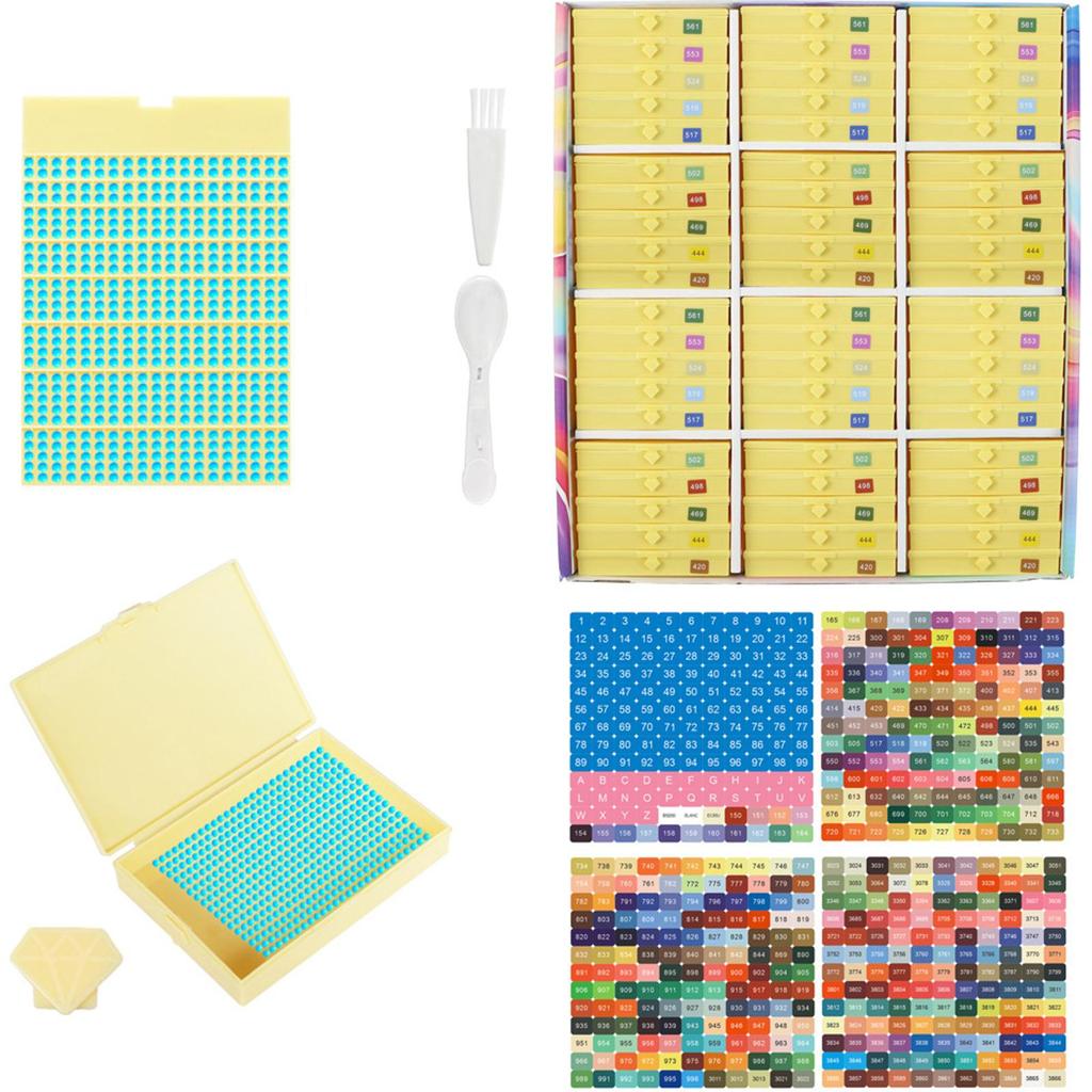 Diamond Art Trays Kits with Spoon & Brush 5D Diamond Painting Art Drawer Box Tray Kit Diamond Painting Storage Containers Trays