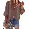 Summer Fashion Stand Up Collar Loose Button Retro Printed Casual Seven Inch Sleeves Women's Blouses & Shirts