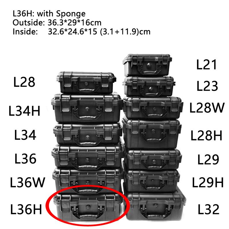

Портативний ящик для інструментів Зберігання інструментального обладнання Жорсткий ящик Захисний чемодан Водонепроникна губка Протиударний багаж Чохол для транспортування камери Ящик для інструментів для подорожей L36H: 36.3*29*16cm +Sponge