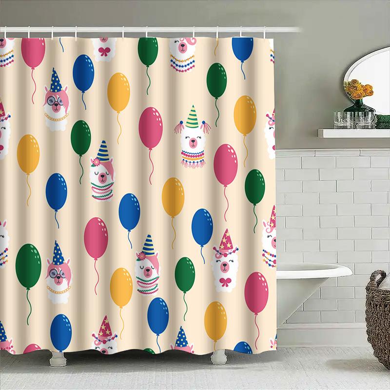 Party Animal Party Balloon Shower Curtain For Bathroom Decor