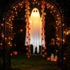 Outdoor Halloween Dekorationen Hängende Schaukel Geist, Leuchtender Schwingender Geist mit Ahornblatt Saisonale Gartenparty Ornamente Ranken Lichter Und Fernbedienung