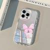 Pink Butterfly Pretty Back Mirror Silicone Phone Case For iPhone 17 16 15 14 13 12 11 Pro Max 7 8 Plus X XR XS Air Soft Cover