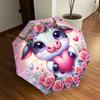 1pc Cute Cow with Floral Heart Umbrella with Plastic Handle,Suitable for All Seasons Home Travel Outdoor UmbrellaDD418