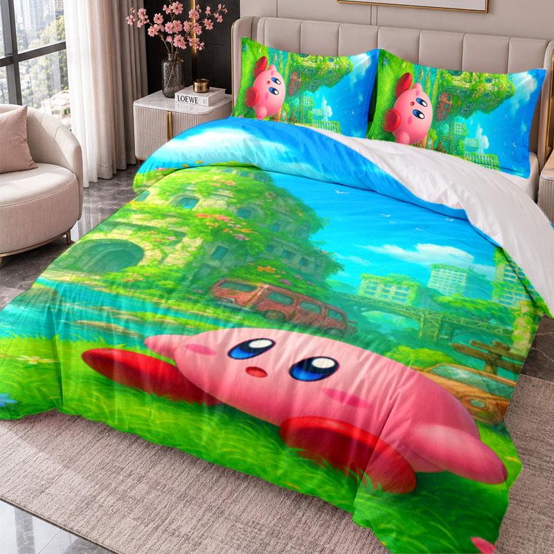 Kirby 3Pcs Bedding Set Duvet Cover With Two Pillowcases For Bedroom Home Decoration