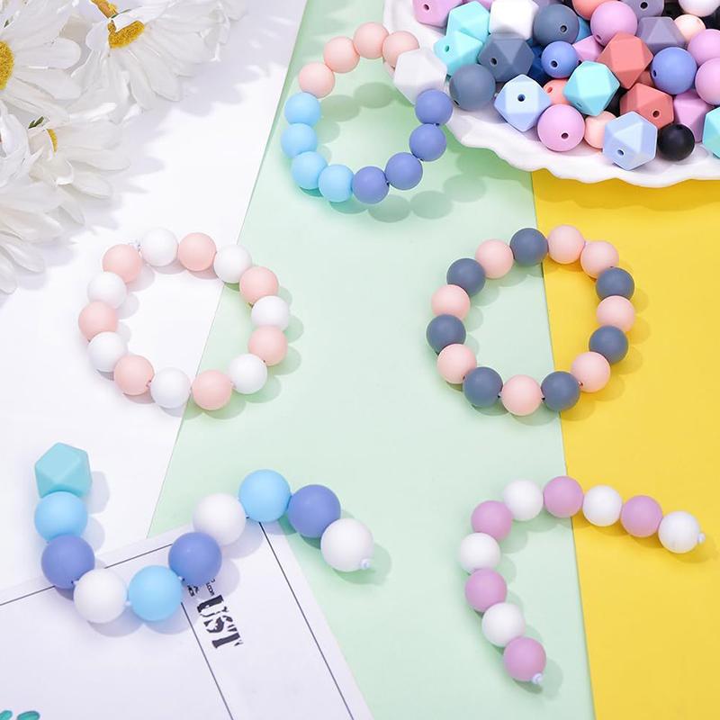 WTEMPO Silicone Beads for Keychain Making Kit Silicone Beads Bulk DIY Necklace Bracelet Jewelry Pendent Crafts Making Supplies Holiday Special Gifts