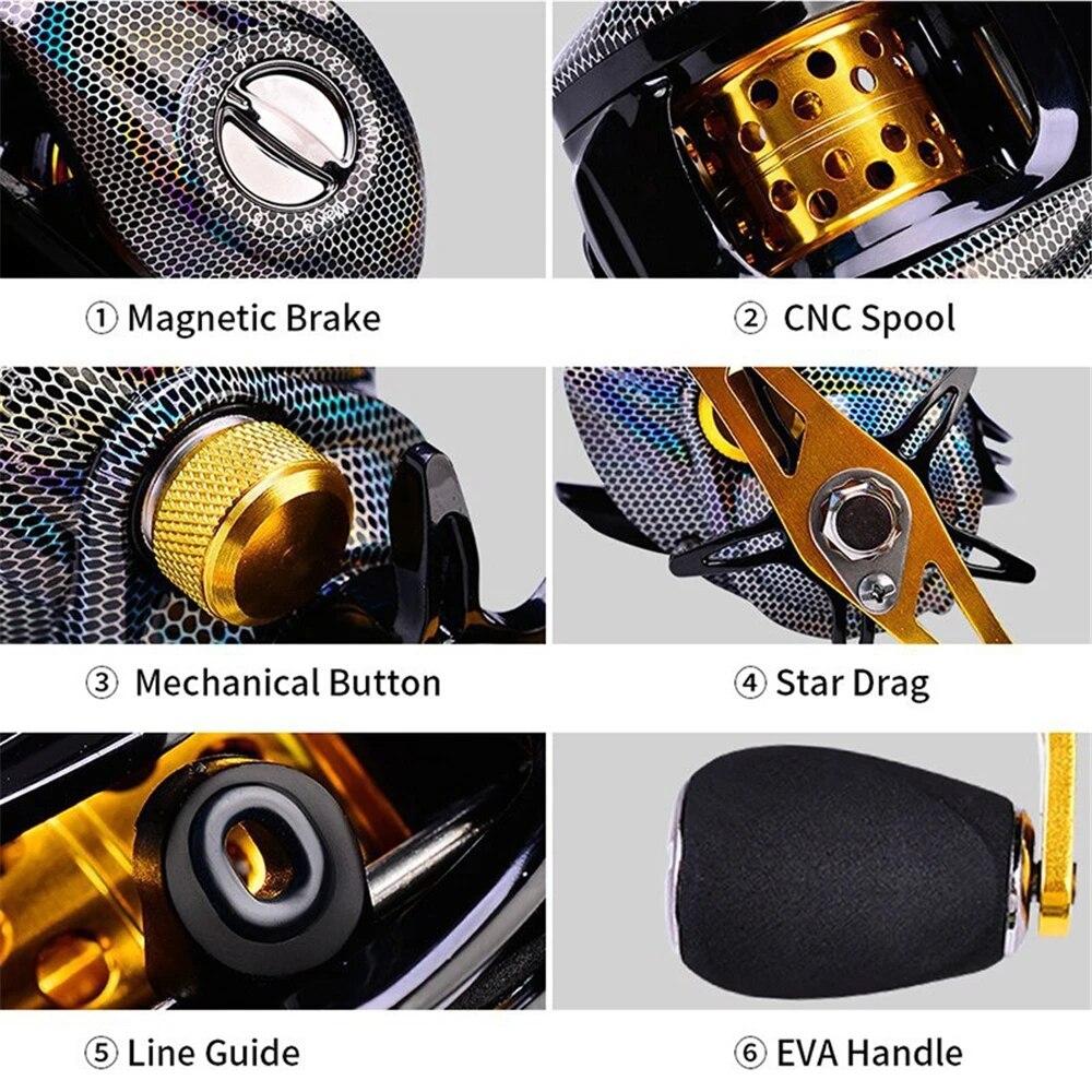 LEO FISHING Baitcasting Reel 18+1BB Casting Reel Smooth Metal 7.2:1 Gear Ratio Fishing Reel with Standard or Deep or Shallow Spool for Bass