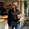 Loose Fit Blouses for Women Button Down Shirt Blouse, Long Sleeve V Neck Flowy Wrinkle Resistant Work Casual Breathable Tunic Shirt, Top Spring Autumn