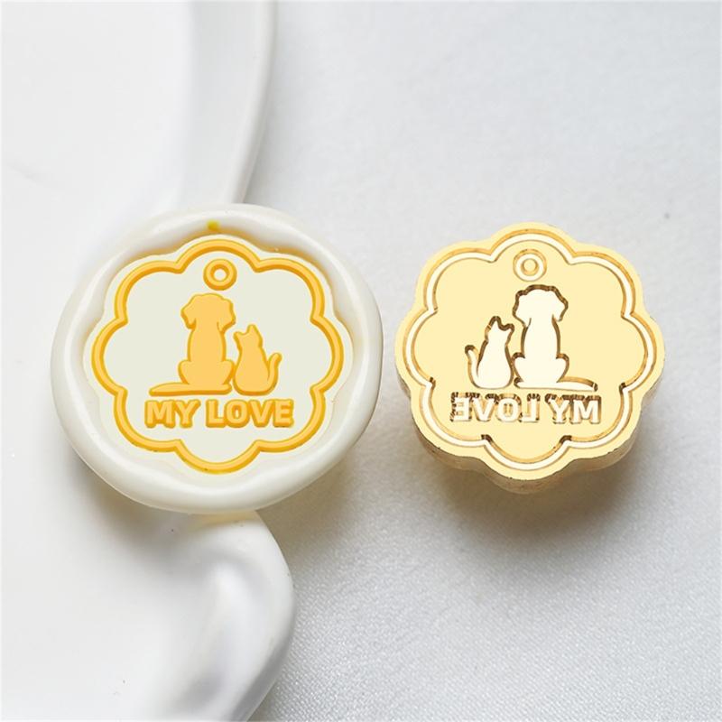 Cats Sealing Wax Stamp Pets Series Wax Seal Stamp Brass Head Dog Paws Seal Stamp for Scrapbooking Invitations Decoration