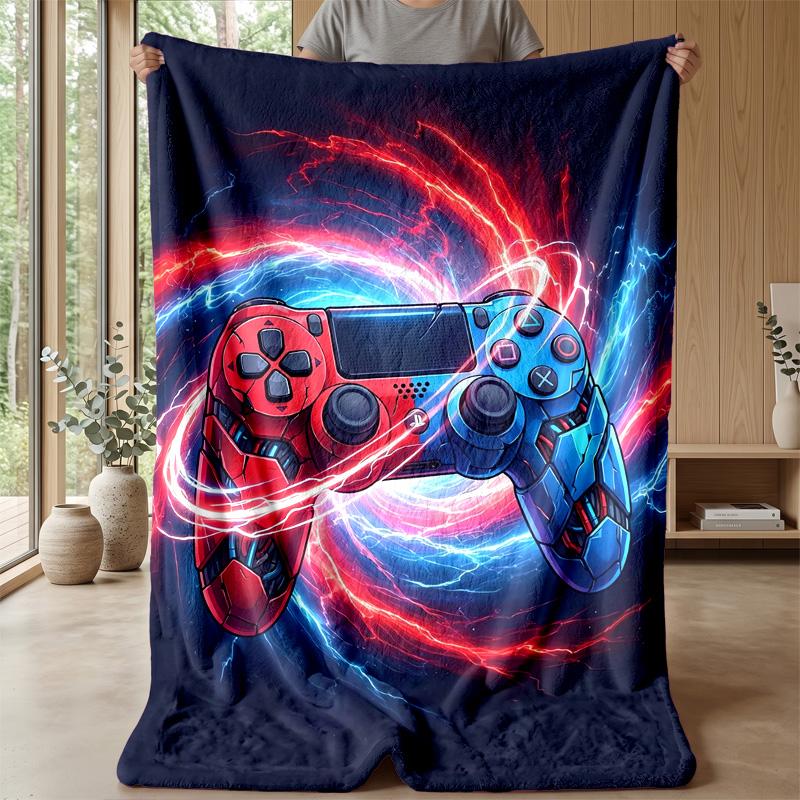 Red and Blue Game Controllers Theme Blanket Lightweight Warm Flannel Blanket Decorative Throw Blanket for Home Decoration