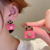 Xiaoxiangfeng flower handbag bag, artificial leather silver needle earrings, niche French retro premium earrings