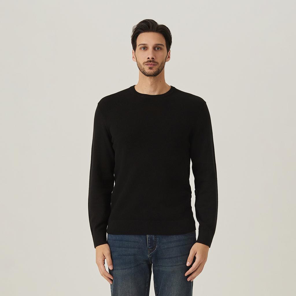 FERRAROMILANO Contrast Point Round Sweater Black (Amserd10139)