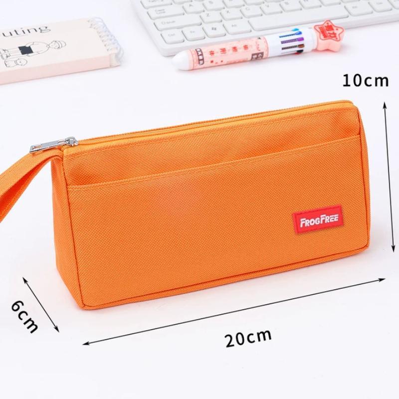 Durable Canvas Pencil Case With Large Storage Pocket Smooth Metal Zipper For School Student Stationery Storage