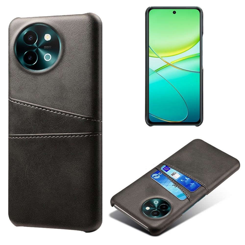 

For vivo Y38 5G Case Dual Card Slots PU Leather Hard PC Back Cover Black