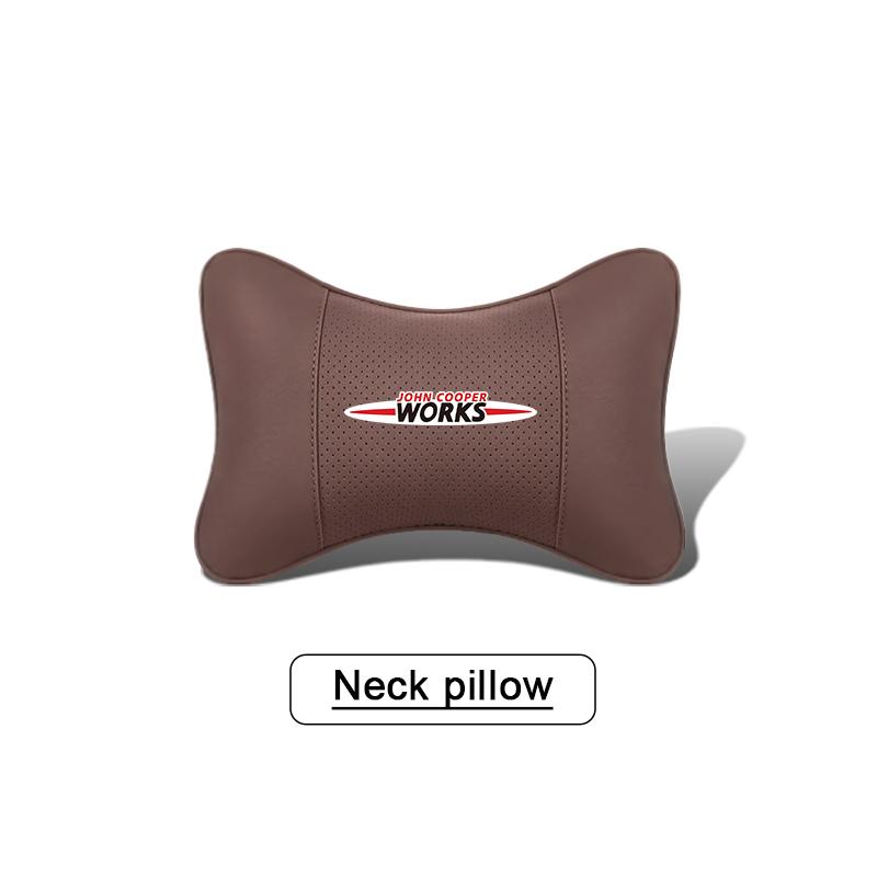 Car Neck Pillow Auto Emblem Headrest Accessories For MINI WORKS Cooper R56 F56 R50 JCW Cabrio Aceman Countryman Clubman Roadster