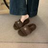 Lazy pedal casual cotton slippers women's 2025 autumn new fashionable versatile skirt wearing fluffy slippers