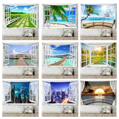 Seaside Scenery Tapestry Wall Hanging Bohemian Art Living Room Window Painting Simple Nordic Home Decor