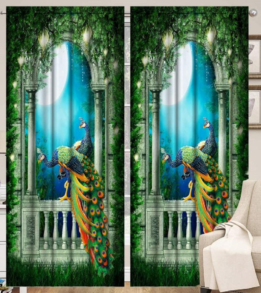 New Polyester Fabric Curtains Printing Pink Peacock Design Curtains for Living Room Bedroom Pastoral CURTAIN Home Decor Custom