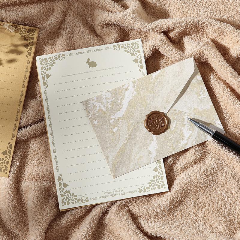 Gilding Valentine's Day Envelope Letter Set Embossed Texture Handwritten Love Letter Lacquer Envelope