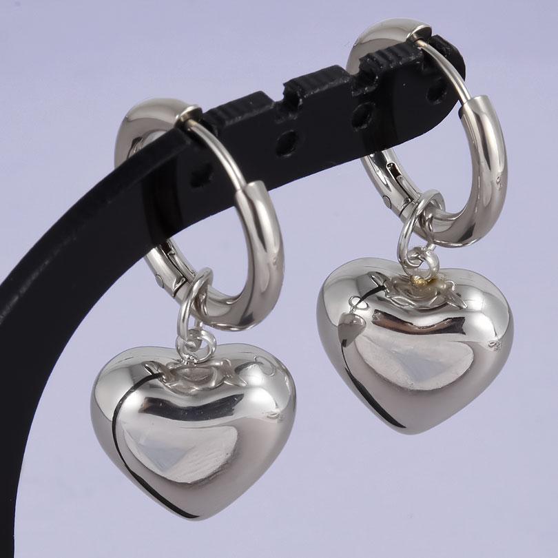 1 Paar Silberfarbene Liebesherz Schleifenknoten Charms Ohrringe Edelstahl Creolen Ohrringe Für Damen Herren Accessoires Sonnenblumen Schmuck