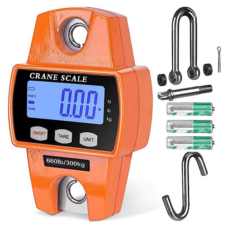 A96I-1Set Digital Hanging Scale Fish Scale Hunting Farm Bike Bow Fish Weight Fishing Scale 300 KG Heavy Duty