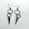 Gothic-punk Silver Color Double Ring-shaped Pointed Rivet Long Dangle Earrings for Men Women Unisex Hip-hop Rock Jewelry Gifts
