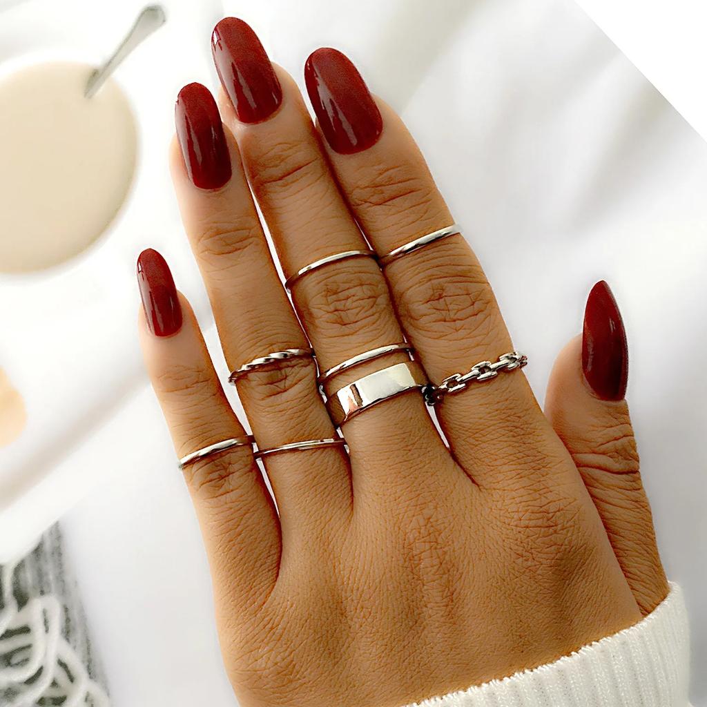 Neues Mode Kreatives Geometrisches Blatt Welle Hohl Ring Set 11 Stk. für Damen Herren Einfacher Knöchelring Charm Hochzeitsfeier Schmuck