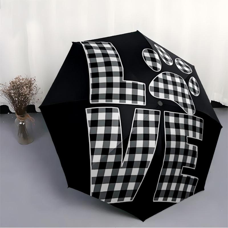 1pc Paw Print Love Automatic Folding Umbrella - Portable Collapsible Design, 8-Rib Iron Frame, Durable Fabric yy251125107