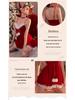 Velvet Red Christmas Lingerie Nightdress for Festive Role Play and Halloween Cosplay