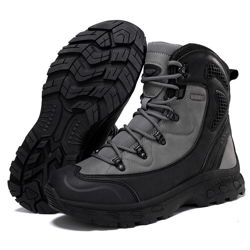 Men's Waterproof Leather Desert Tactical Boots Non-Slip Work Safty Shoes Breathable Non-Slip Hunting Hiking Work Boots