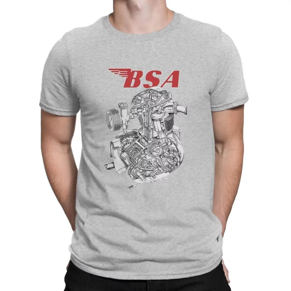 Men's T-Shirt Emblem A50 Engine Funny Cotton Tees Short Sleeve BSA Moto T Shirt Round Neck Tops Adult