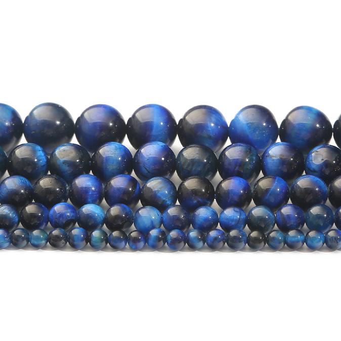Χάντρες από φυσική πέτρα Blue Tiger Eye στρογγυλές χάντρες για κοσμήματα κατασκευής DIY βραχιόλι κολιέ περιδέραιο