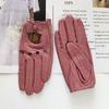 Women's Sheepskin Driver Gloves Thin Breathable Unlined Colored Leather Gloves Summer