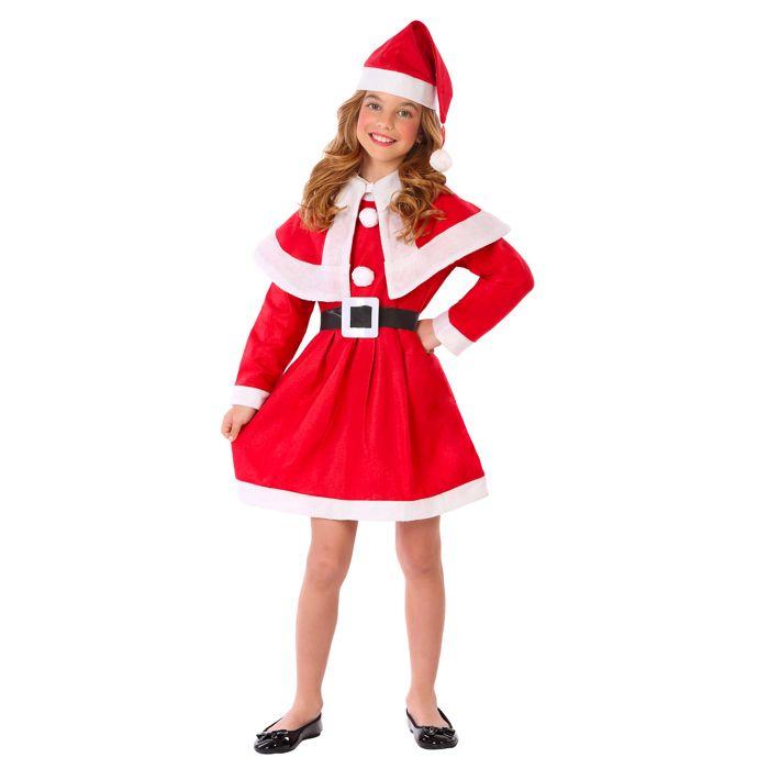 Déguisement mère Noël fille en feutrine taille 3-4 ans - Rouge et blanc - Pour enfant de 24 mois à 2 ans