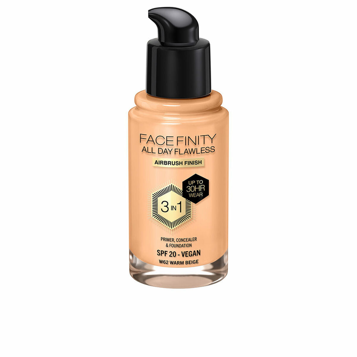 

Max Factor Face Finity All Day Flawless Кремовая основа под макияж 3-в-1 Spf 20 Nº W62 Теплый бежевый 30 мл