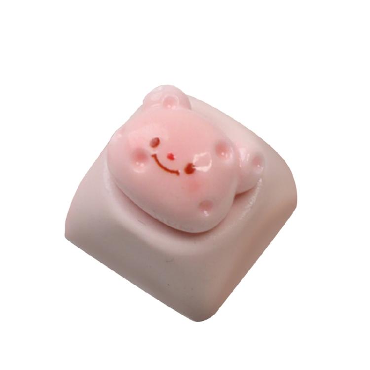 3D Cartoon Bear Resin Keycaps For Mechanical Keyboards Soft Color Optional Enhances Typing Design