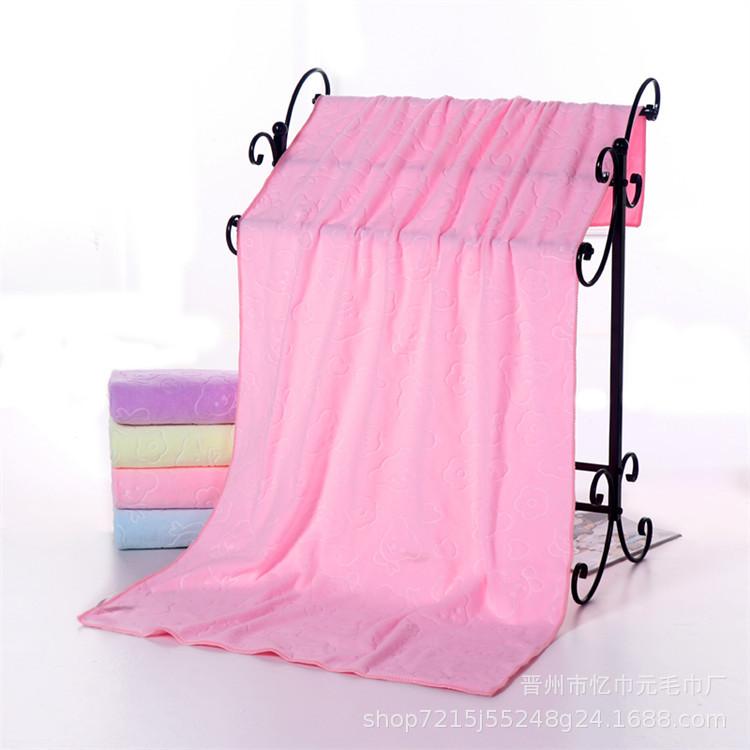 Microfiber Abraded and Embossed Cartoon Beach Towel, Adult and Child Absorbent Large Bath Towel