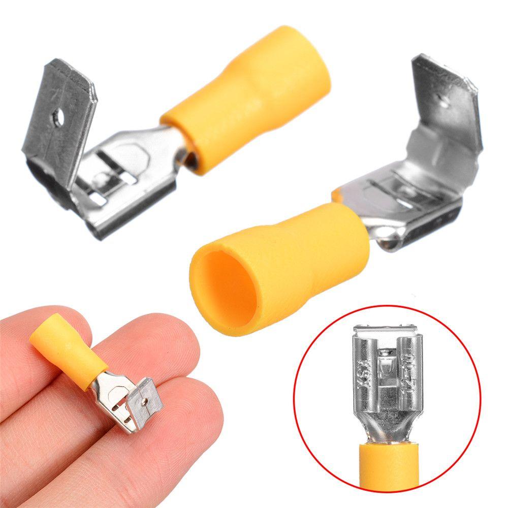 50pcs Female Male 6.3mm Piggyback Insulated Crimp Spade Terminal Wire Cable Connector