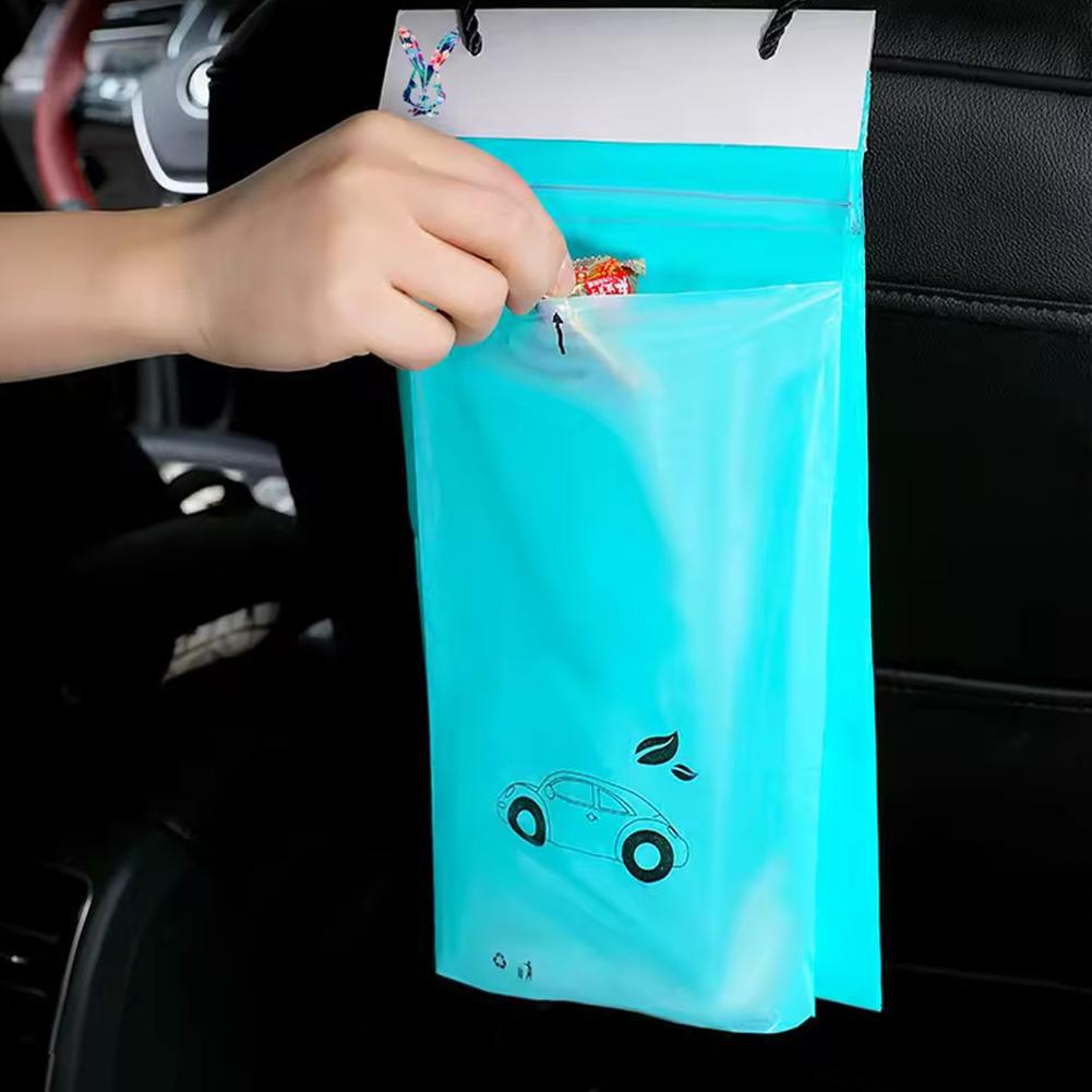 50pcs Adhesive Car Trash Bag Disposable Car Interior Hanging Multi-Functional Clean Bag Small Plastic Bag Car Garbage Bin