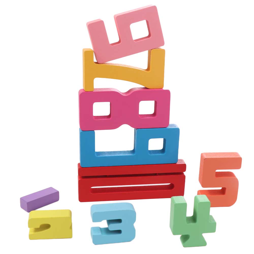 Wooden 3D Digital Puzzle Large Particle Stacking Blocks Digital Building Blocks Kids Gift